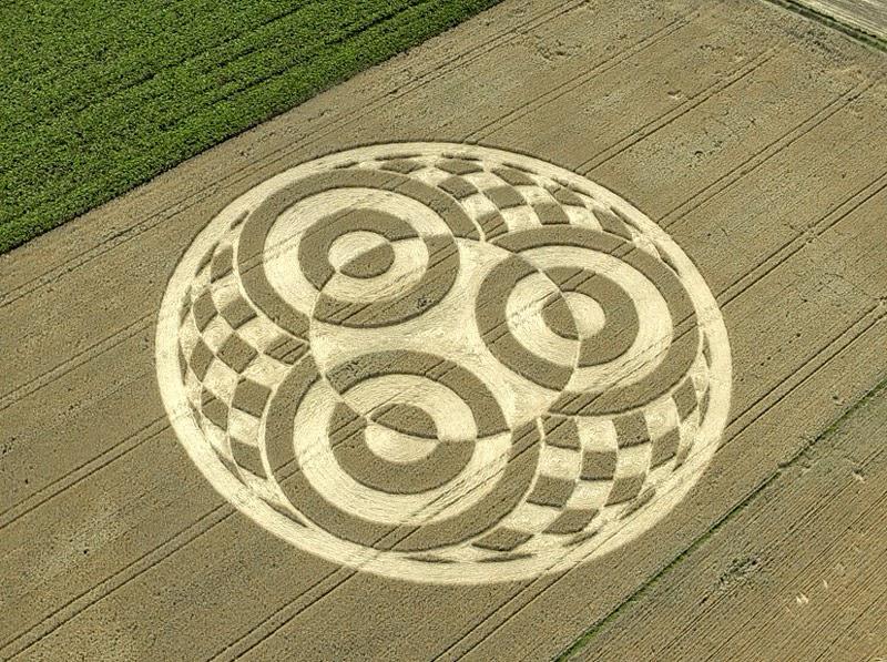 Miles de visitantes acuden a conocer el enigmático círculo de figuras geométricas aparecido repentinamente en un campo de Alemania-0